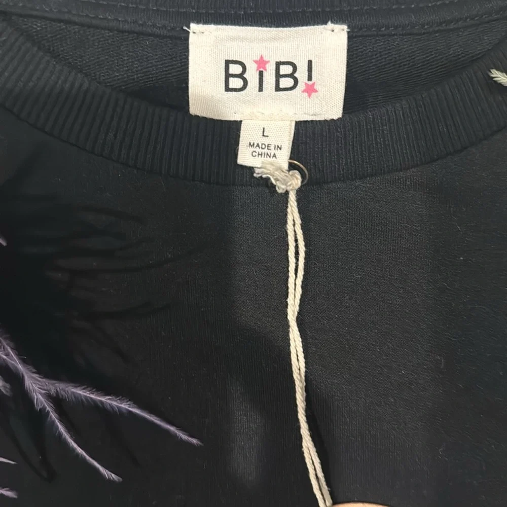 NWT BiBi Mardi Gras feather shirt - Picture 2 of 2